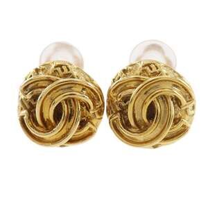 CHANEL Authentic Vintage Gold Logo Earrings